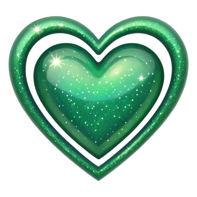 glitter heart with green sparkles sticker