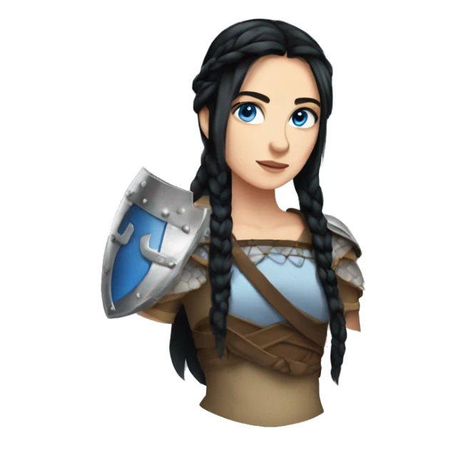 Shield maiden with Black hairbraid and blue eyes sticker