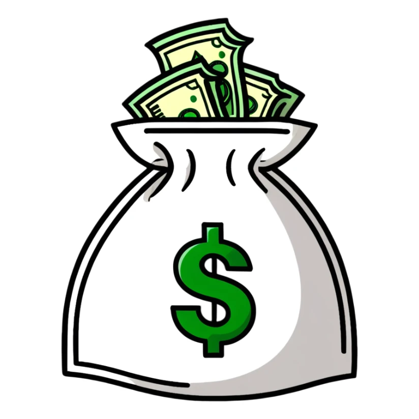 money bag with dollar sign sticker