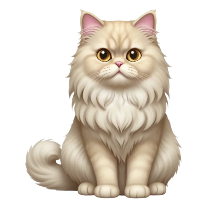 cinematic-[persian cat]-realistic-full-body-sitting-emoji,-tail-curled-playfully-around-its-paws,-head-tilted-dramatically,-fluffy-[persian cat]-fur,-simplified-yet-realistic-focused-features,-highly-detailed,-glowing-with-an-almost-sarcastic-glow sticker