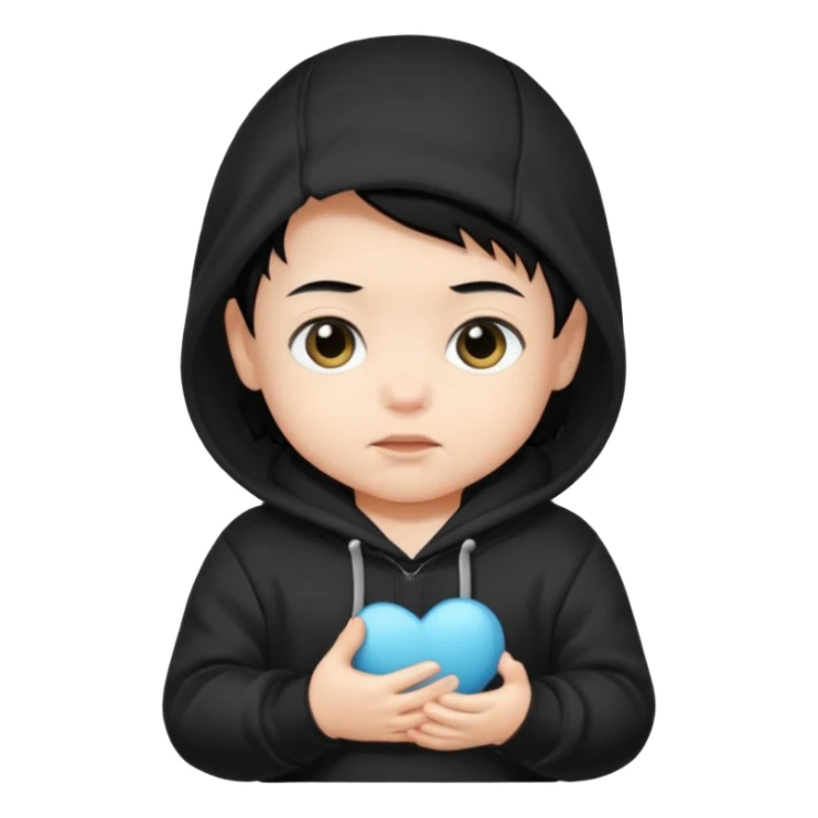 baby with black hair and black hoodie sticker