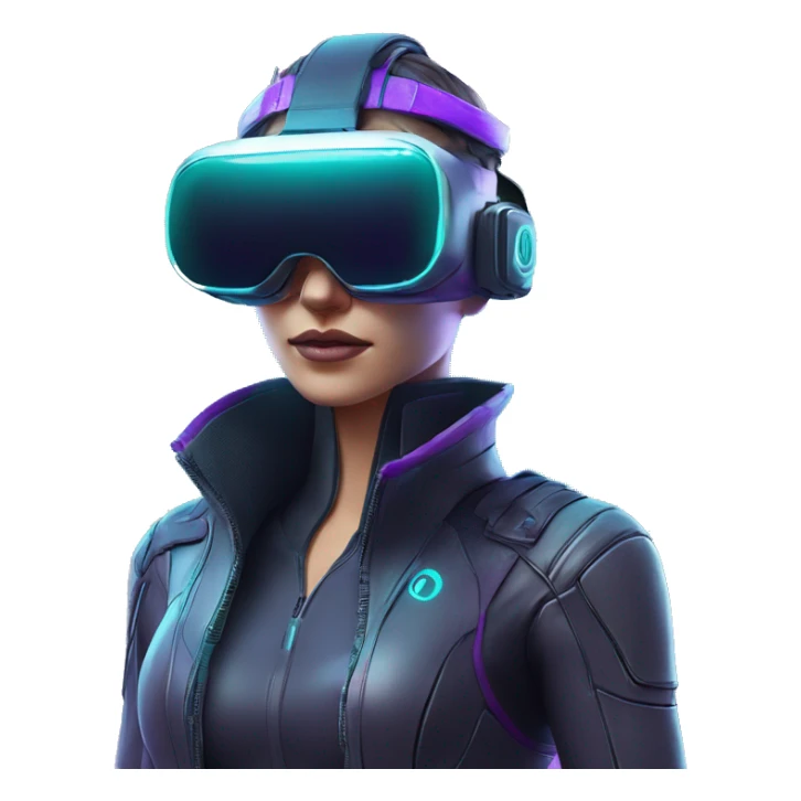 Secret human agent in a futuristic hat with in Apple VR goggles headset code display on the goggles , cyberpunk, cyan and purple colors, only upper body portrait, front facing the camera  sticker