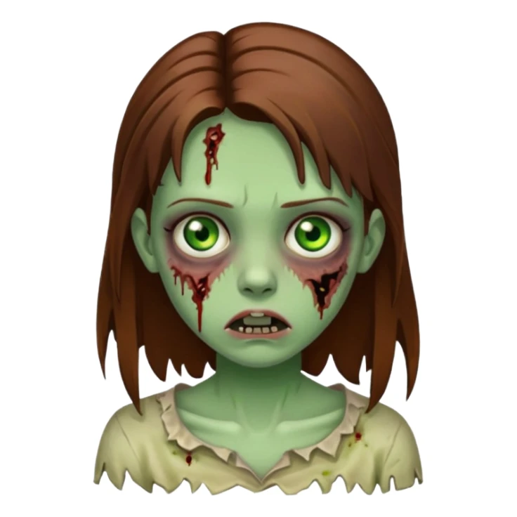 girl zombie with brown hair and green eyes sticker