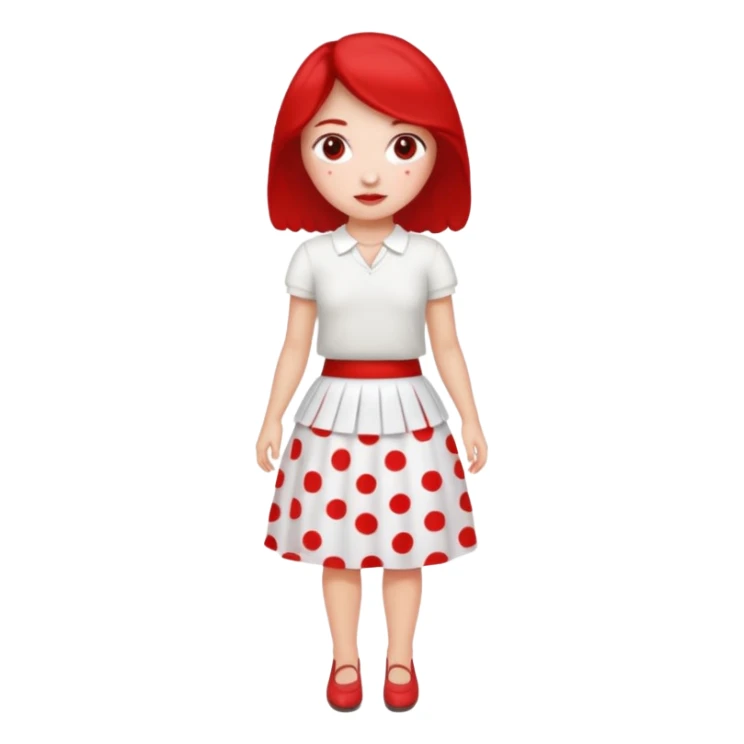 a white skirts with many red spots sticker