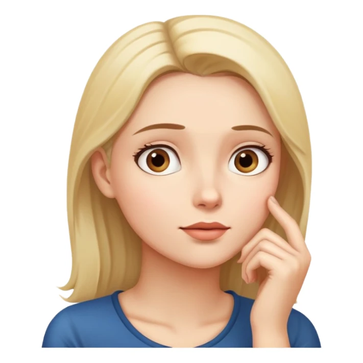 woman with hand on chin, looking up, thinking sticker