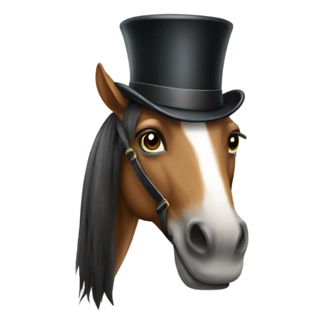A horse wearing a vest and a top hat sticker