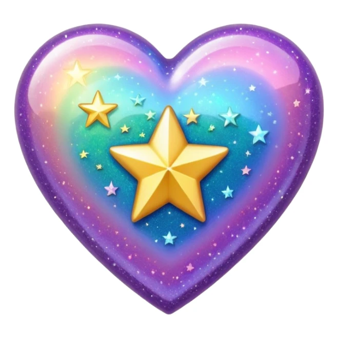 glitter heart with star sparkles sticker