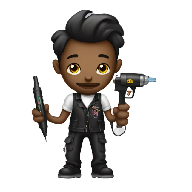 Tattoo artist with tattoo gun sticker