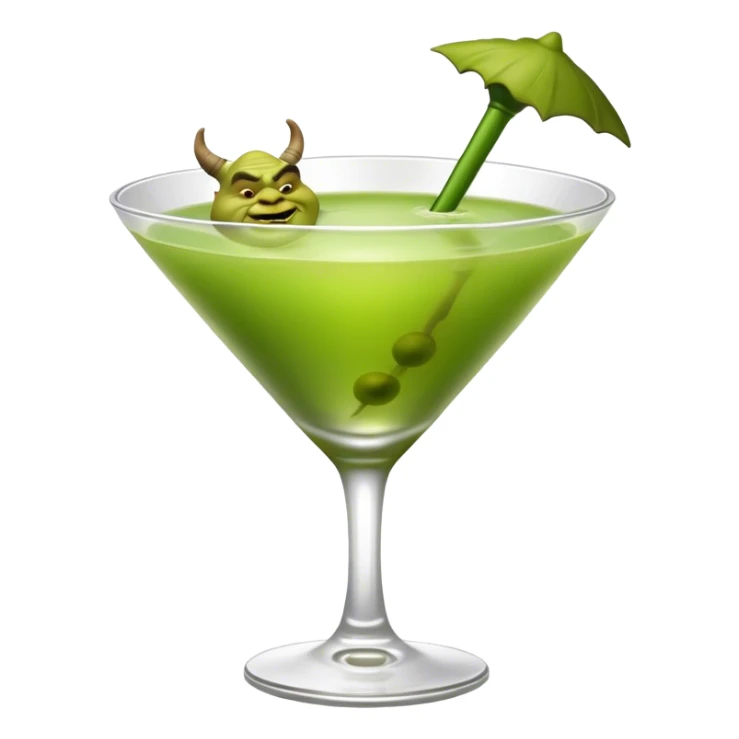a green martini with ogre ears. shrek  sticker