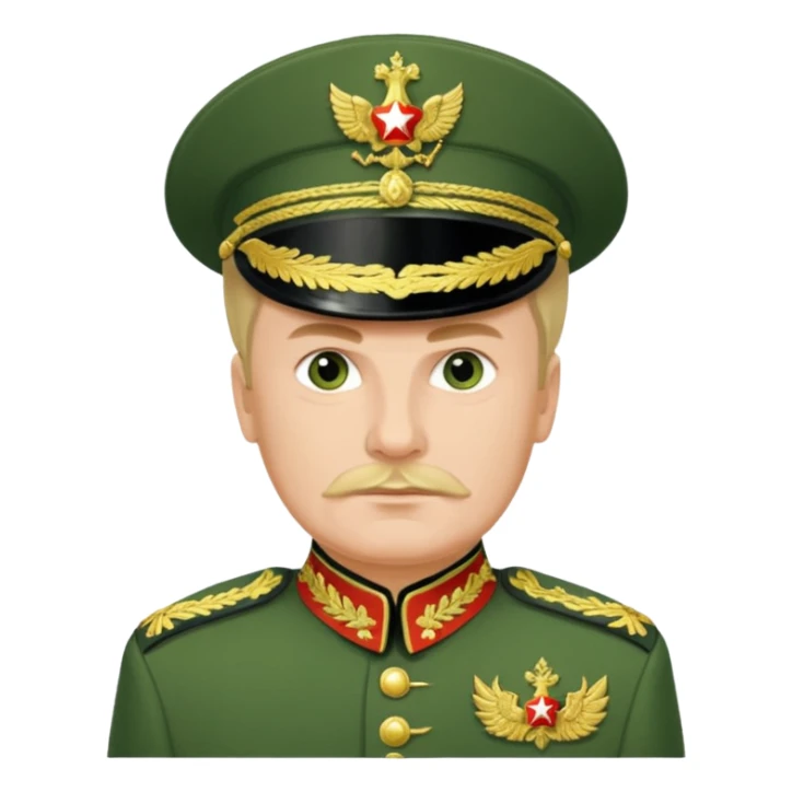 Generate a photorealistic Russian general in a green general's uniform. maximum quality and realism sticker