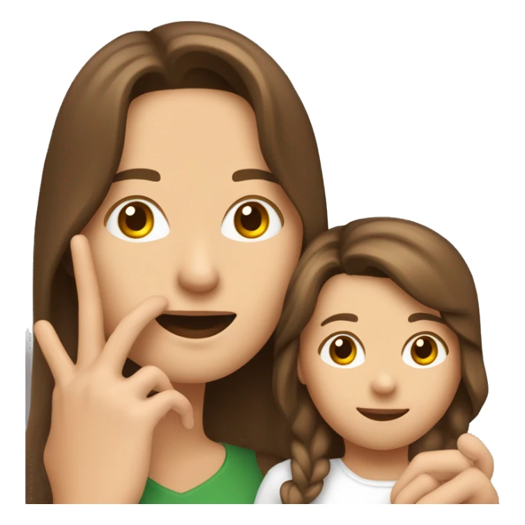 Frau braune haare mittelscheitel mit kleiner Tochter an der hand  sticker