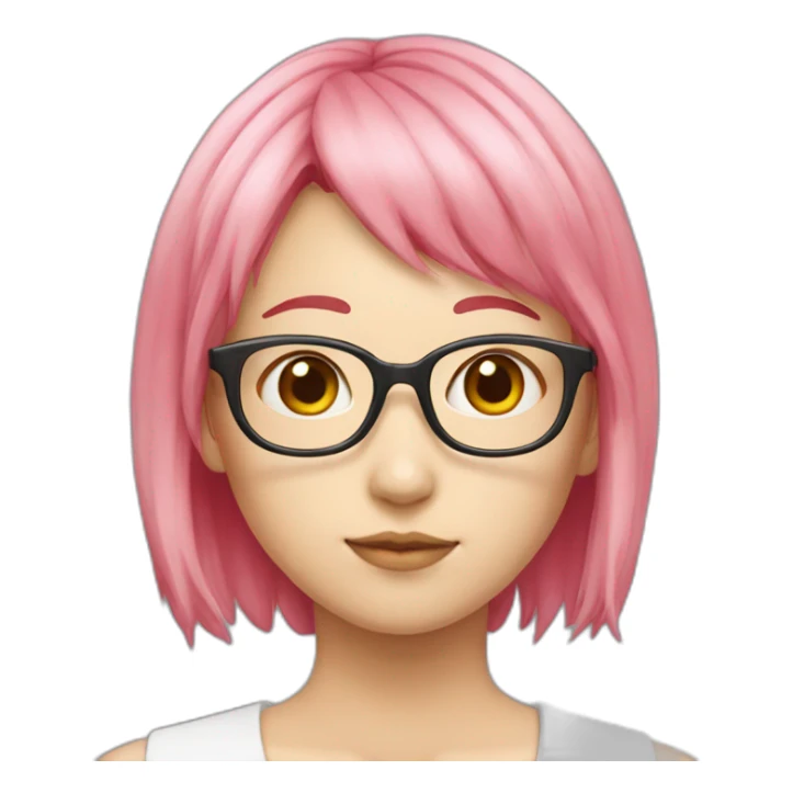 pinkhair-fat-japanese-redspectacle sticker