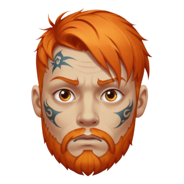 man with tattooed faces and orange hair sticker