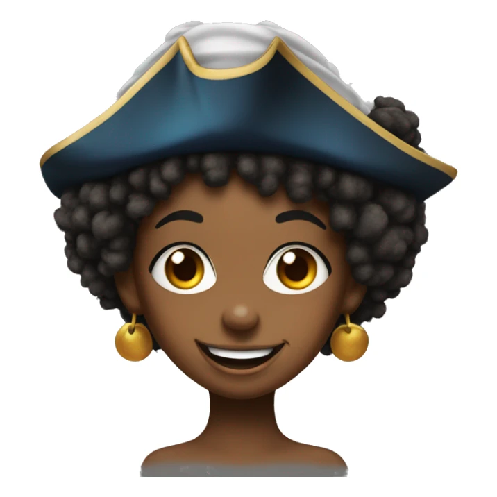 black girl with afro puffs with a pirate hat tounge out winking sticker