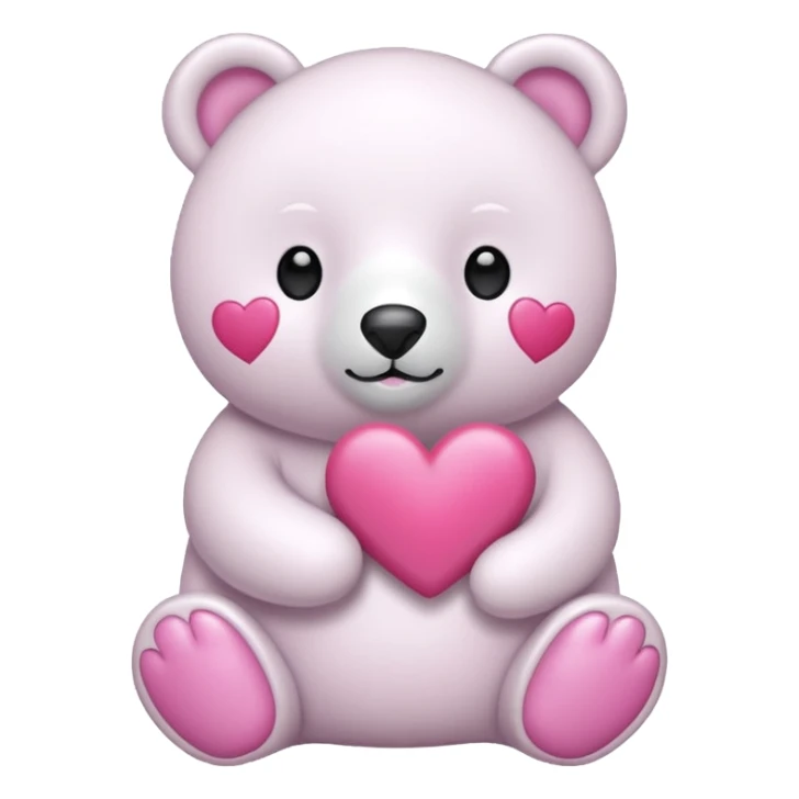  Oso Polar blanco corazón rosa kawaii sticker