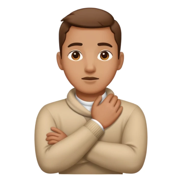 Person with Hands crossed grabbing their neck sticker