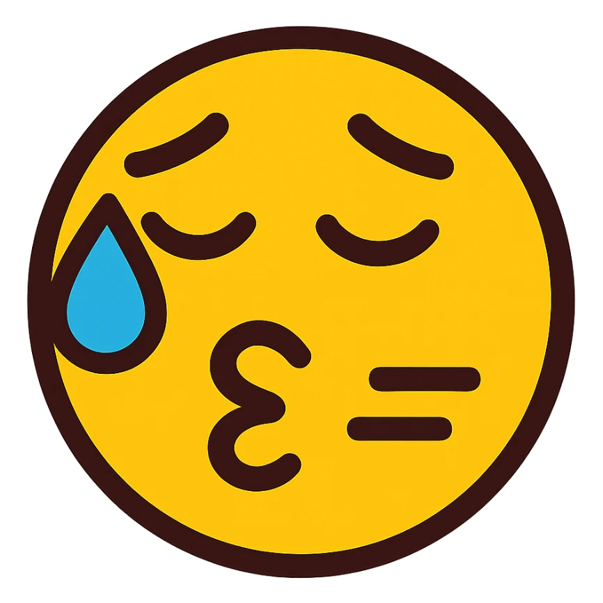 yellow emoji face making a 'whew' expression sticker
