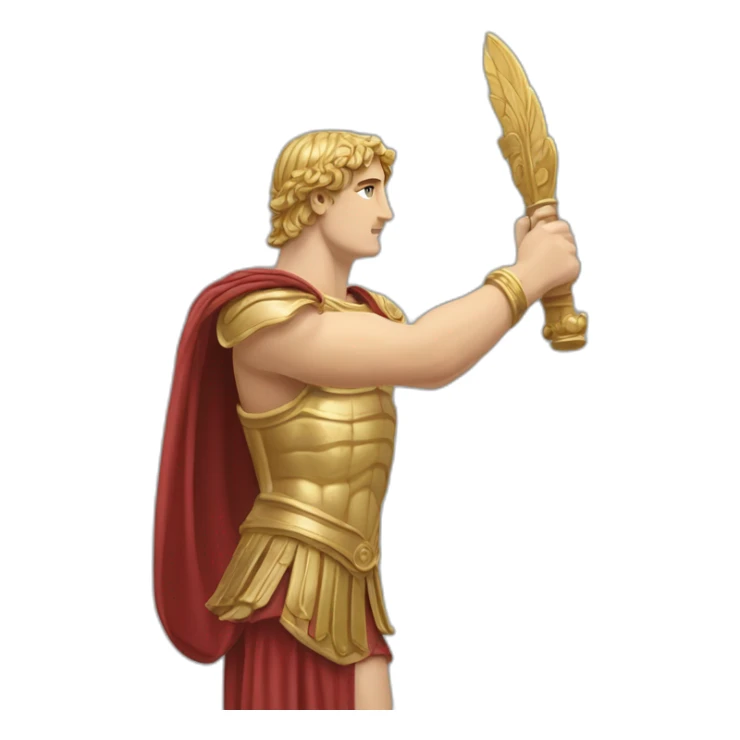 alexander the great arms stretched out holding something sticker