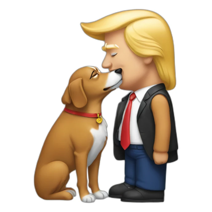 trump kissing a dog sticker