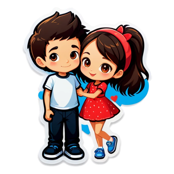Create stiker. Girl have love with boy sticker