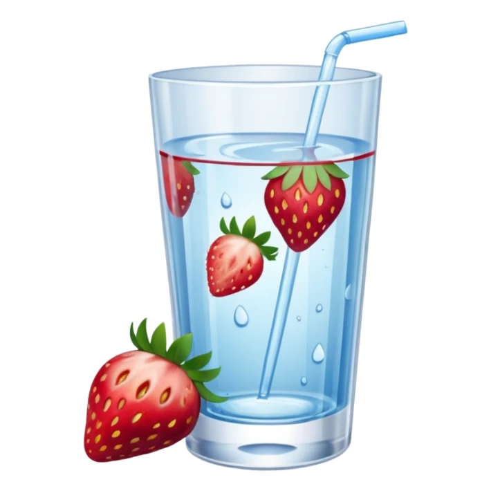 glass of water with strawberry slices sticker
