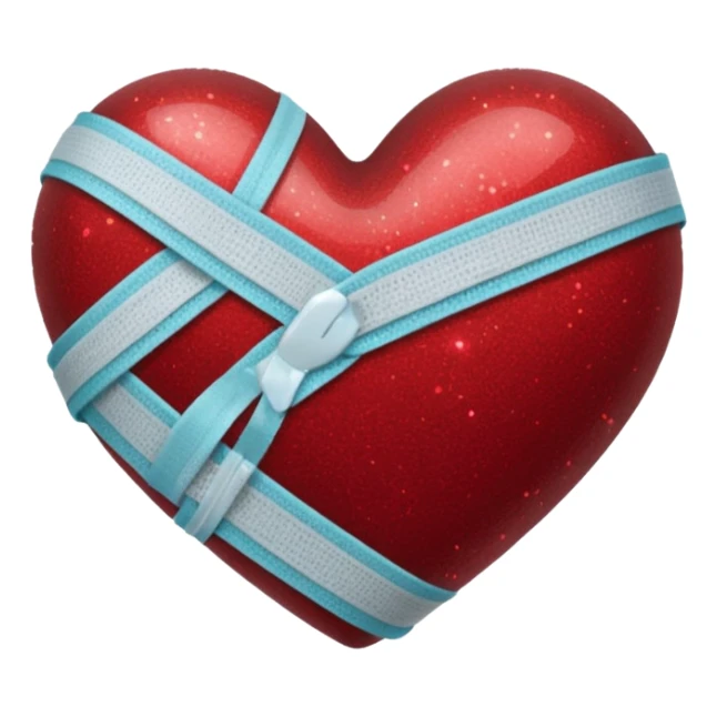 Dark red sparkly heart with bandage around it sticker