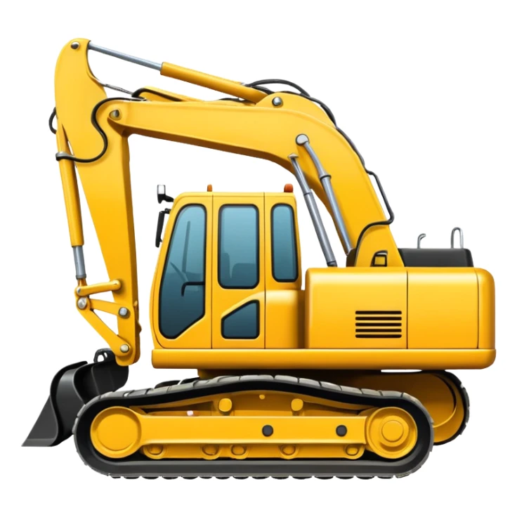 a digger construction vehicle, back view, simple, bold, suitable for an emoji sticker