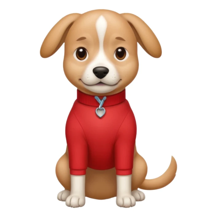 a dog with legs and arms with red clothers on sticker