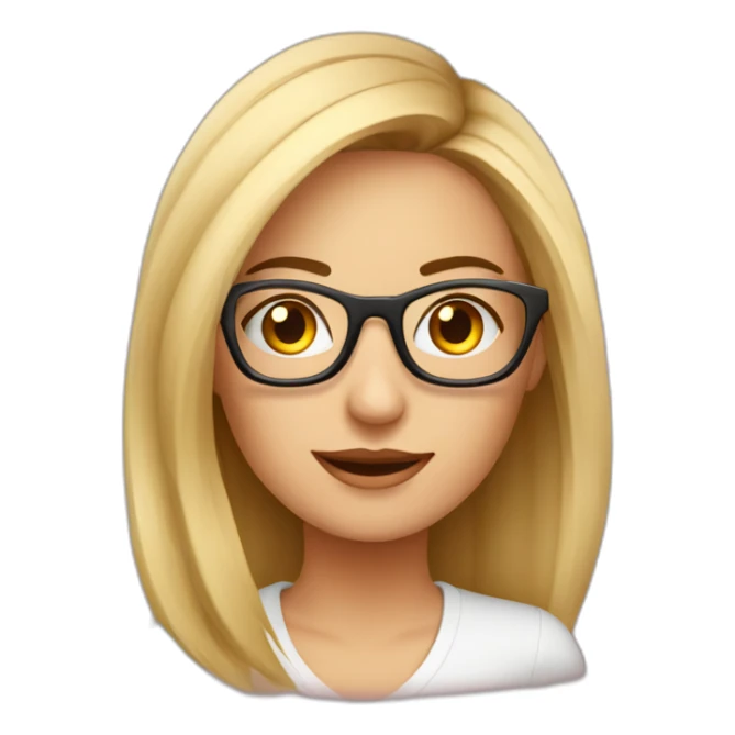 Emprendedora rubia marketing pelo corto con gafas sticker