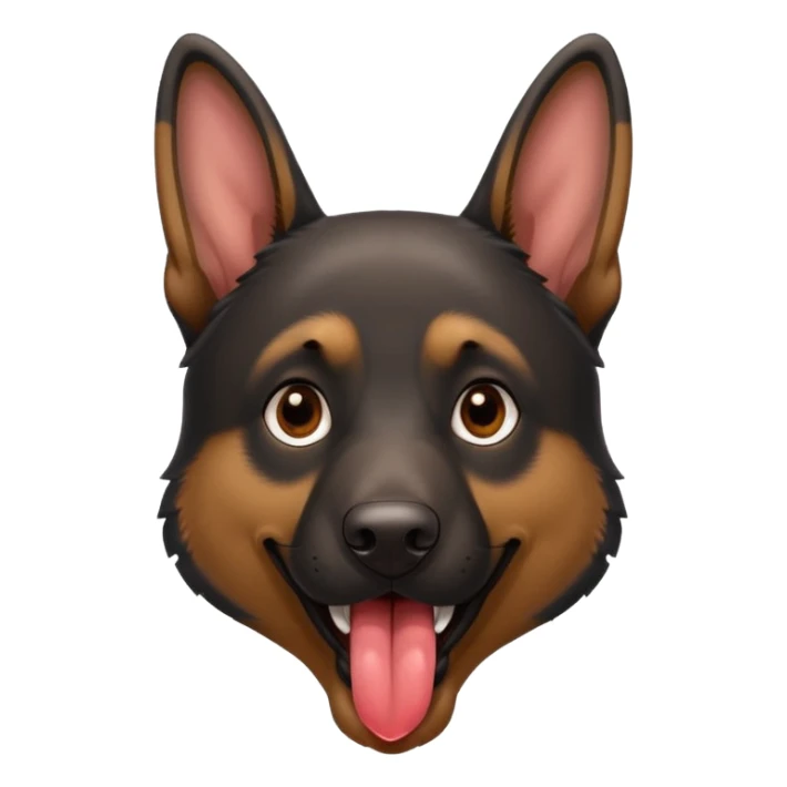 cartoon style dark German Shepherd dog with its tongue hanging out long sticker