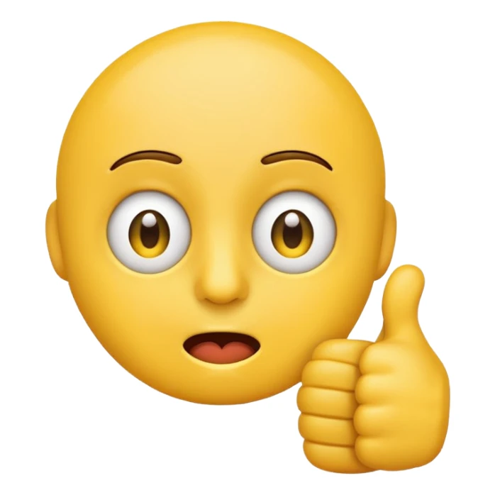Emoji face stressed out with one eye quivering and a thumbs up sticking out sticker