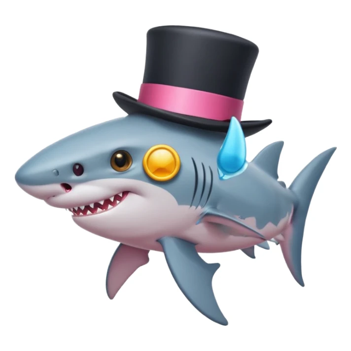 shark with a top hat and one pink hair  sticker