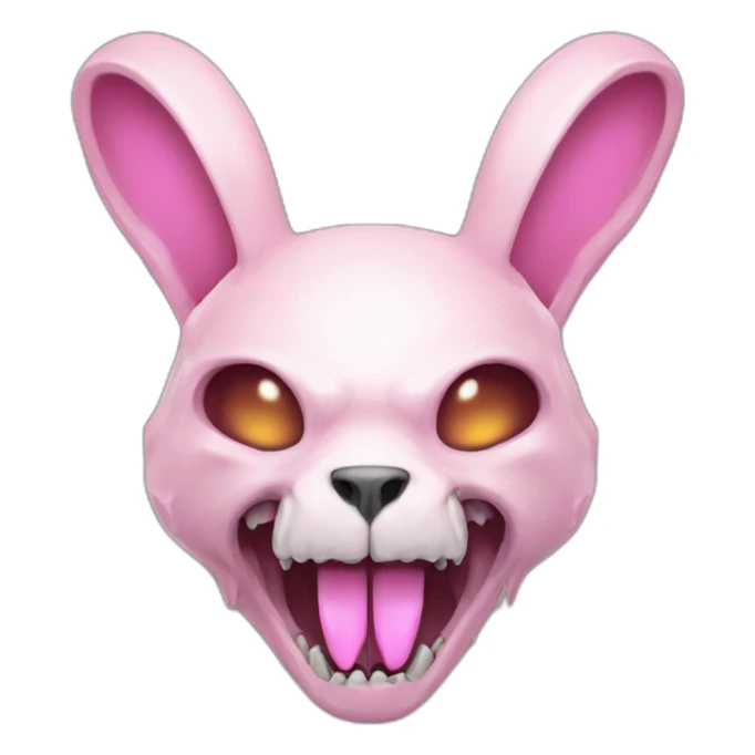 cyberpunk pale pink rage rabbit skull sticker