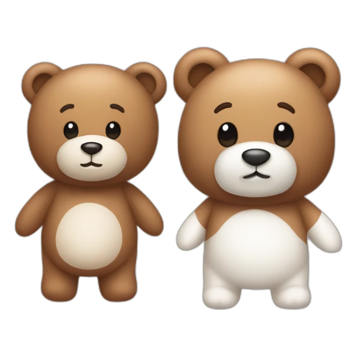 brown teddy bear and white teddy bear in love sticker