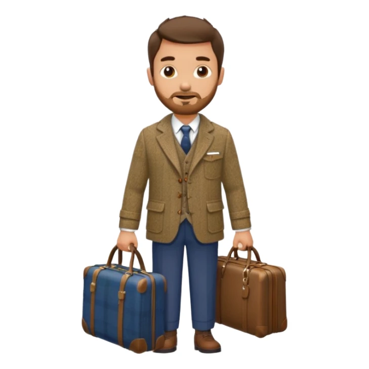SCOTTISH MAN WITH STUBBLE TRAVELLING WITH SUITCASE AND BAGS sticker