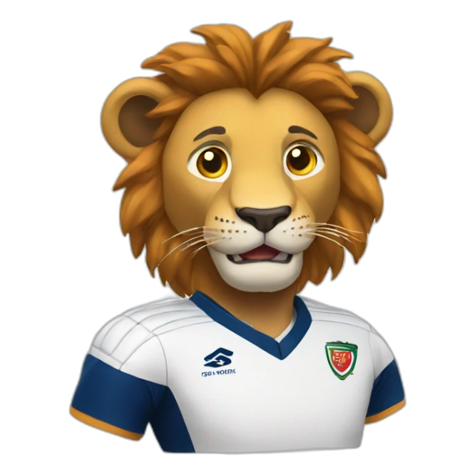 a lion in a rugby uniform smiling sticker