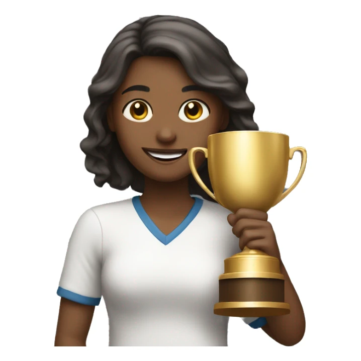 A girl is happily holding a trophy. sticker