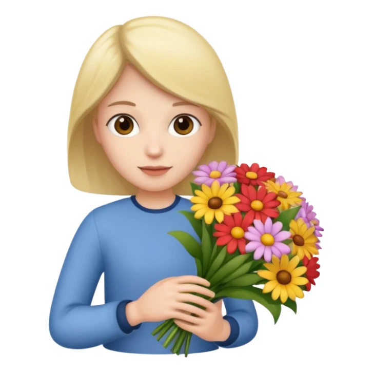 flower-holding person bouqet sticker