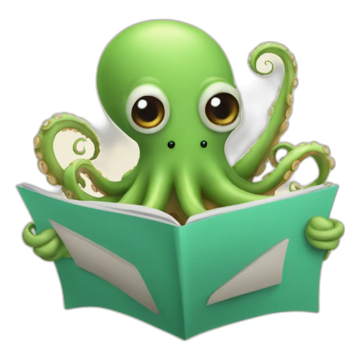 octopus reading a newsletter sticker