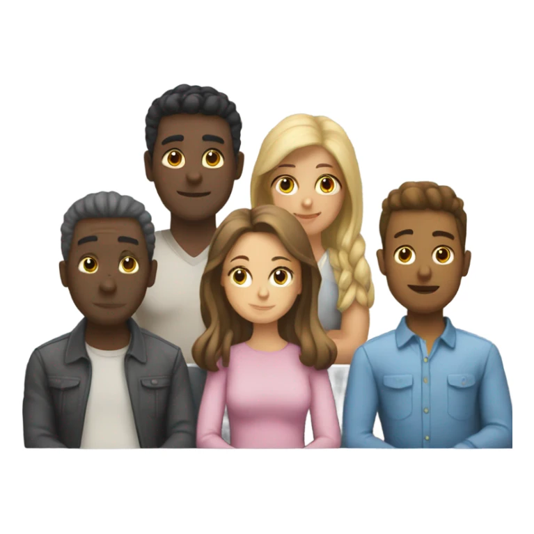 row of 6 people sitting sticker