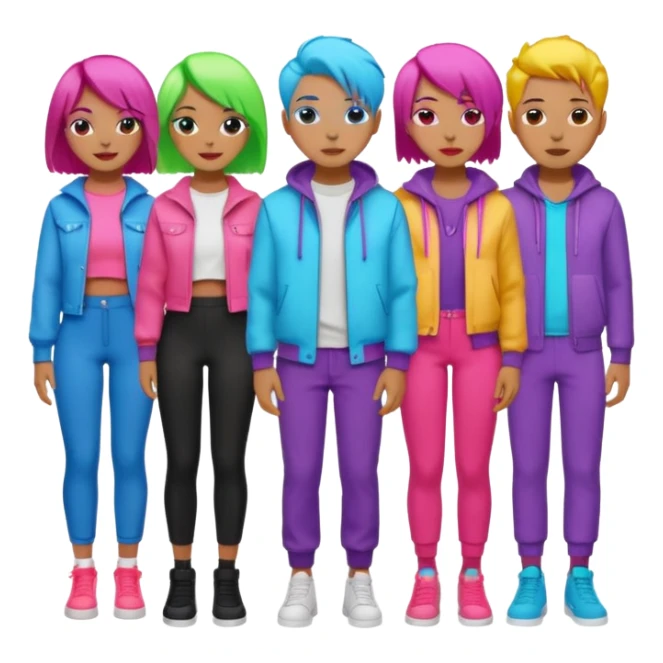 Neon Haired People different person,different hair color sticker