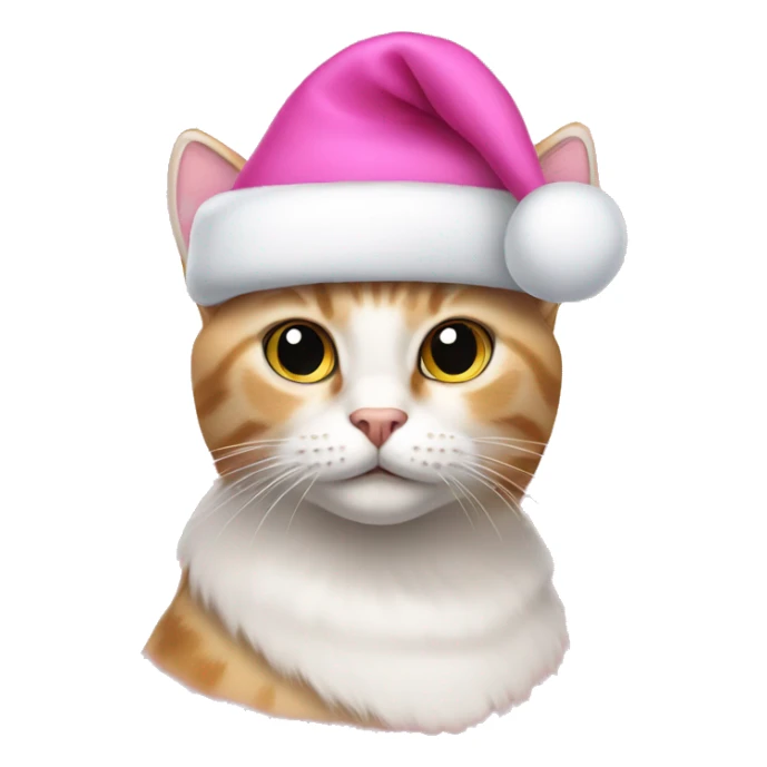 Cat wear pink Christmas hat sticker
