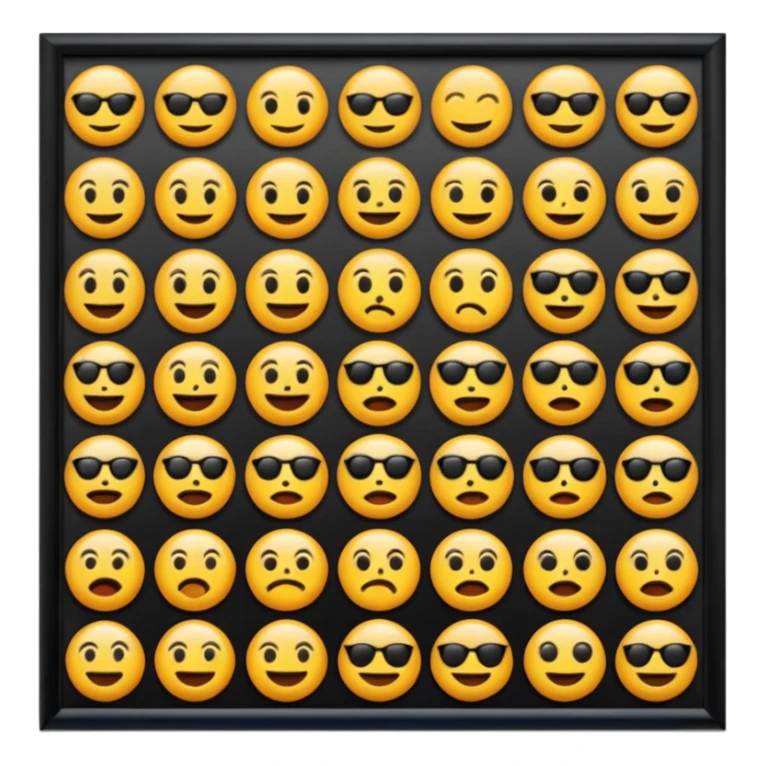 Emoji puzzle video.
Show 12 emojis in a clean grid.
One emoji has a clear visual difference (different color or missing detail).
Bright background, playful style.
Make it easy and fun for beginners.
4-second thinking time. sticker