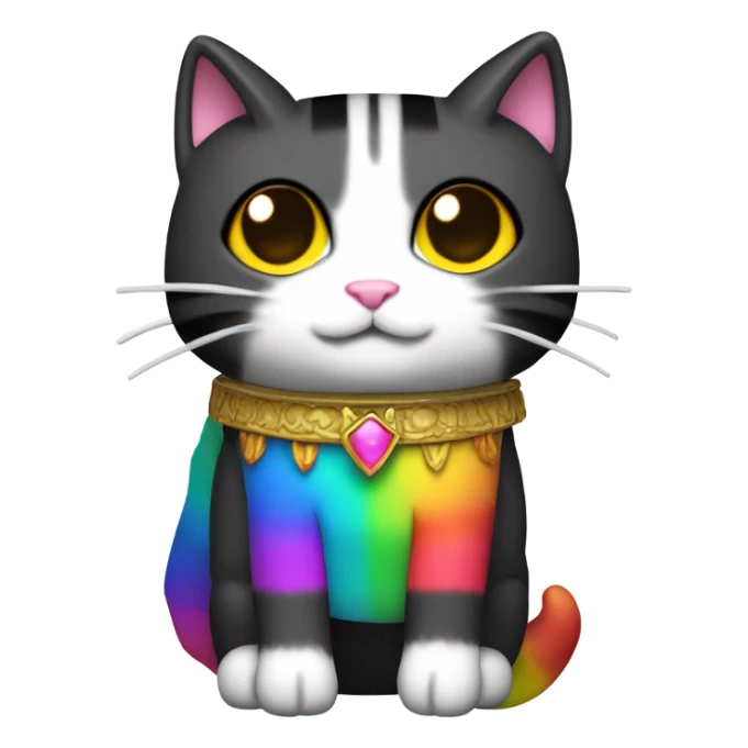 Nyan Cat King Full body  black and white with rainbow box covering it’s whole back sticker