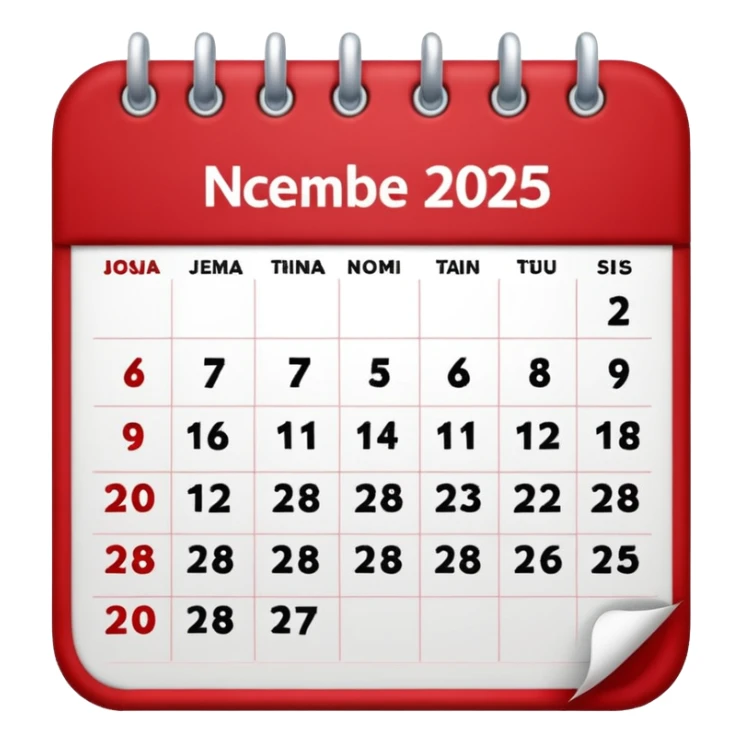 CALENDARIO DE DICIEMBRE 2025 ROJO sticker