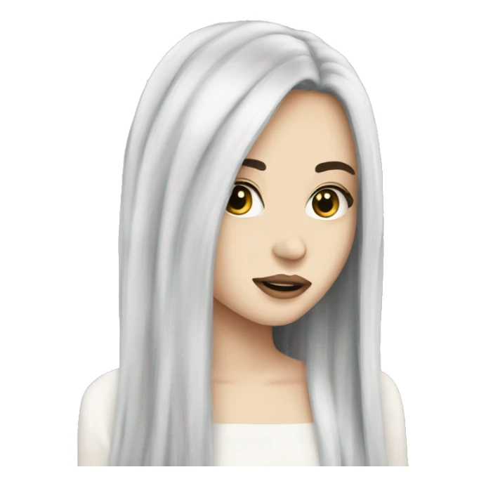 Pale girl with long black hair ￼sent kiss sticker