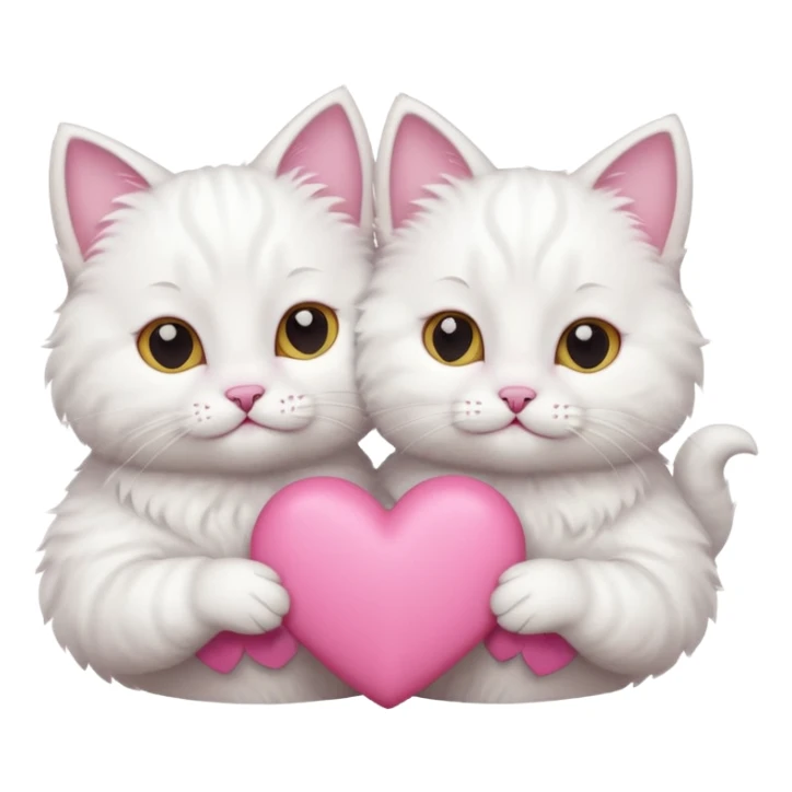 white tow cats hands holding a pink heart sticker