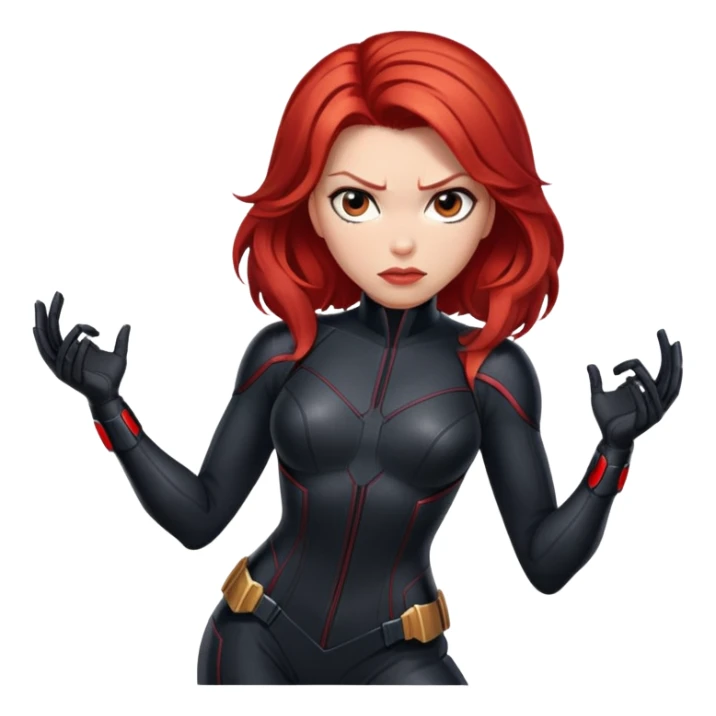 Black Widow superhero from Avengers with red hair, black bodysuit sticker