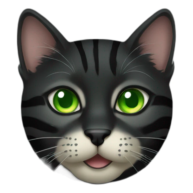 Striped black cat with Green eyes sticker