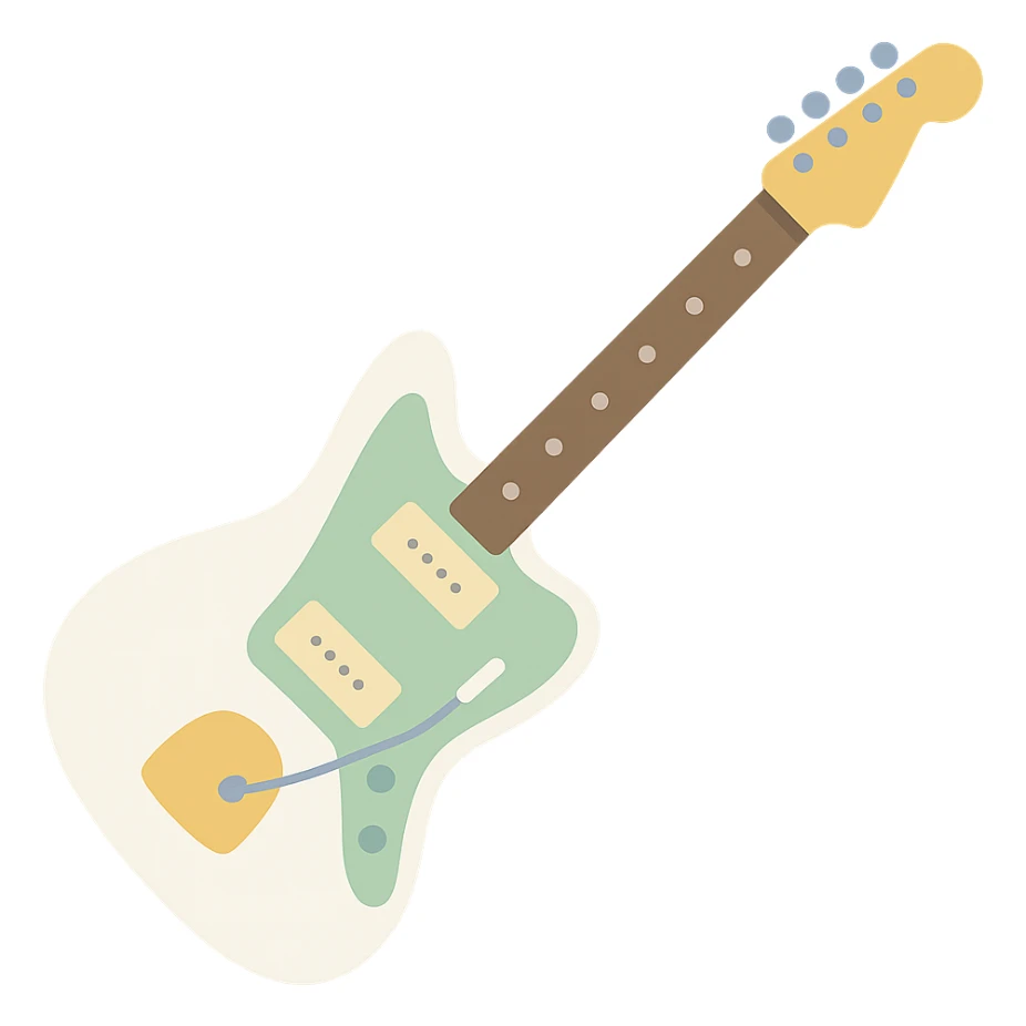 Olympic White Fender Jazzmaster guitar with classic tremolo bar sticker